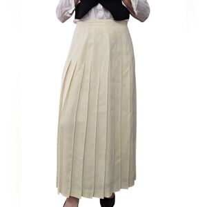 Vintage 80s Linen Pleated Midi Skirt Cream Alcott & Andrews Size 10
